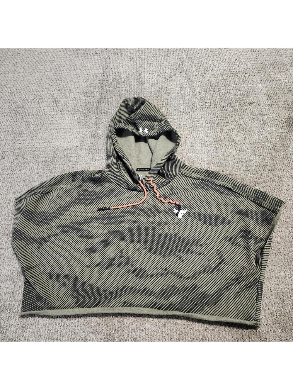 Under Armour Project Rock Hoodie Cropped Loose Women’s Green Short Sleeve Small